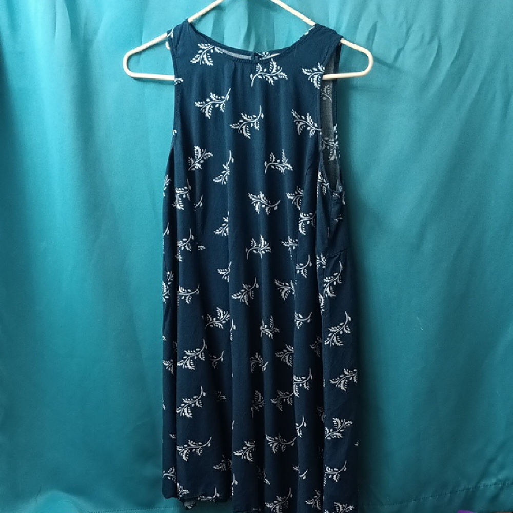 Old Navy Navy Midi Dress with White Floral Pattern